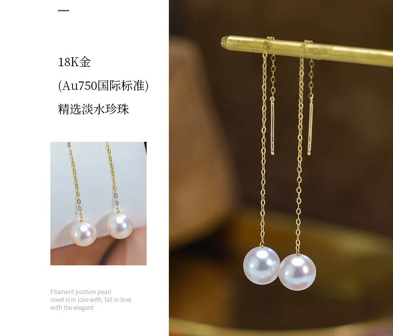 Gold pearl earrings