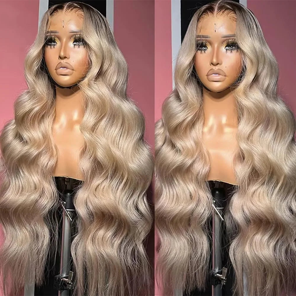 Blonde with Root Colored Lace Front Wigs