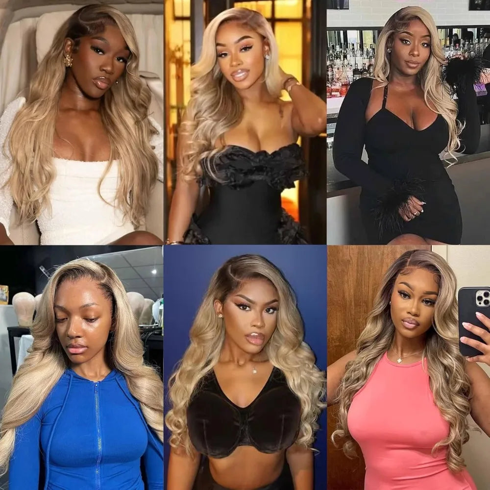 Blonde with Root Colored Lace Front Wigs